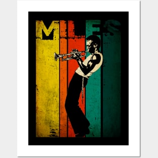 miles david retro vintage distressed Posters and Art